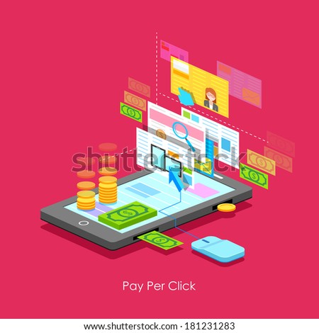 illustration of Pay per Click concept in flat style