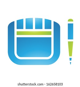 Ilustración de accesorios de PC Comprimidos gráficos y Stylus aislados en un fondo blanco