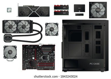 Ilustración de los componentes de juegos de PC