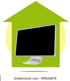Illustration of pc at home. Working at home
