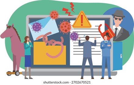 Abbildung eines mit Malware infizierten PCs