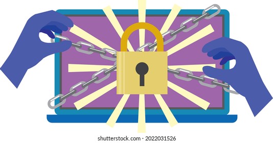 Illustration of a PC protected by rugged security