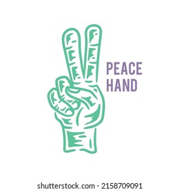 illustration peace hand logo icon