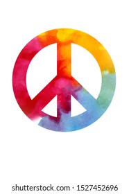 Illustration - Peace Sign in the color and style of the watercolor.