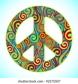 Illustration Of Peace Sign Made Of Colorful Swirl