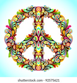 illustration of peace sign made of colorful swirl