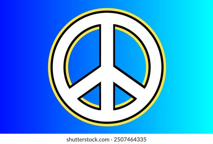 Illustration of peace symbol blue gradient background.