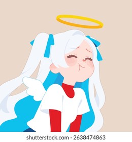 Illustration of a Peaceful Angelic Figure with Halo and Closed Eyes