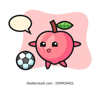 Illustration of peach cartoon is playing soccer