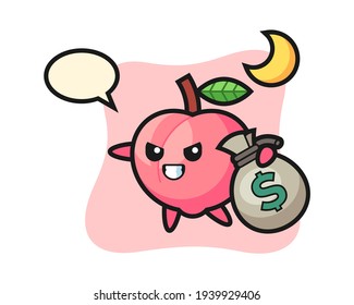 Illustration of peach cartoon is stolen the money