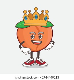 An illustration of Peach Fruit cartoon mascot character stylized of King on cartoon mascot design
