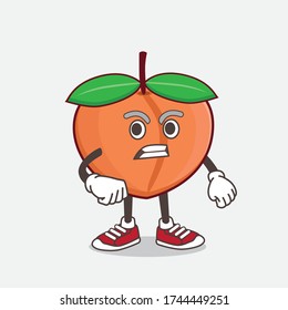 An illustration of Peach Fruit cartoon mascot character with angry face
