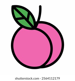 Illustration of peach fruit, ripe fruit. fresh food