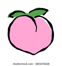 Illustration of Peach: Illustration like hand drawn illustration with ink and brush