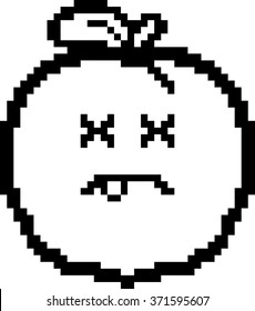 An illustration of a peach looking dead in an 8-bit cartoon style.