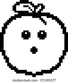 An illustration of a peach looking surprised in an 8-bit cartoon style.