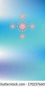 Illustration of peach pink flower like shape on 16:9 ratio scale display with holographic background