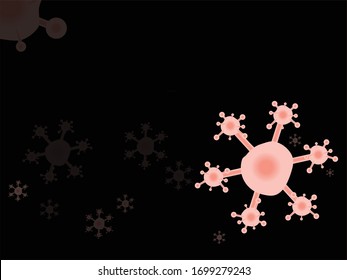 Illustration of peach pink tone virus like shape on black background for making wallpaper or art background