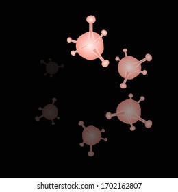 Illustration of peach pink tone virus like shape on black background