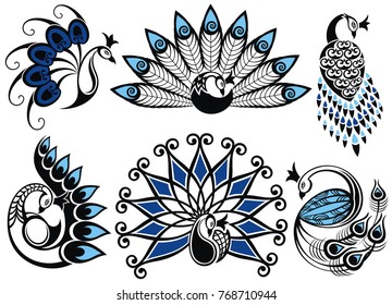 Illustration peacock, logo design.