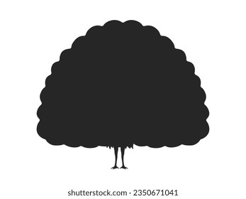 Illustration of a peacock silhouette with outstretched wings.