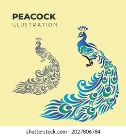 Ilustración de la plantilla Peacock en colores diferentes