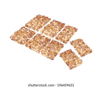 Illustration of Peanut Biscuits Made of Peanut or Groundnut, Rice and Sesame, Thai Snack of Dietary Fiber, Vitamins and Minerals. 