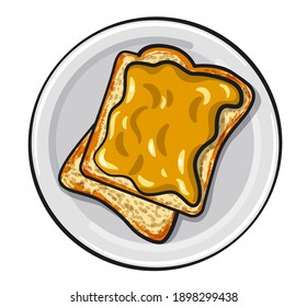 illustration of the peanut butter sandwiches with peanuts on a plate