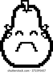An illustration of a pear crying in an 8-bit cartoon style.