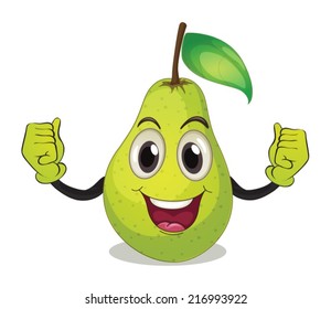 Illustration of a pear with face