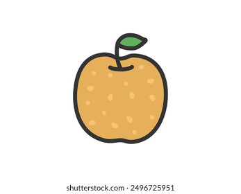 Illustration of pear icon (line drawing color).