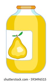 Illustration of the pear juice on glass jar