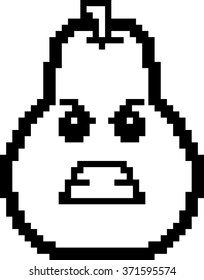 An illustration of a pear looking angry in an 8-bit cartoon style.