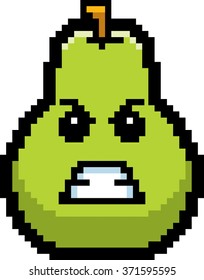 An illustration of a pear looking angry in an 8-bit cartoon style.