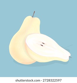 illustration of a pear on a blue background