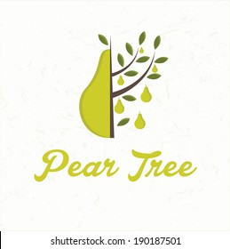 Illustration pear tree with pear fruit