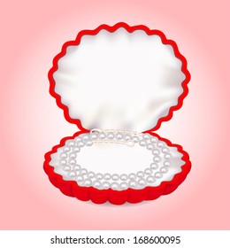 illustration of pearl beads necklace in a box