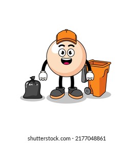 Illustration of pearl cartoon as a garbage collector , character design