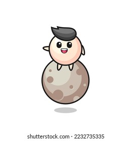 illustration of pearl cartoon sitting on the moon , cute style design for t shirt, sticker, logo element