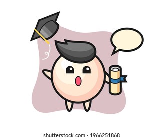 Illustration of pearl cartoon throwing the hat at graduation, cute style design for t shirt, sticker, logo element