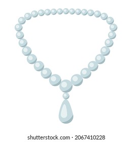 Illustration of pearl chain. Beautiful jewelry necklace.
