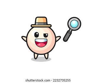 illustration of the pearl mascot as a detective who manages to solve a case , cute style design for t shirt, sticker, logo element