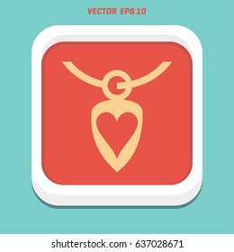 Illustration of pearl necklace icon on white background