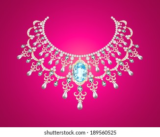 Illustration of pearl necklace on a pink background