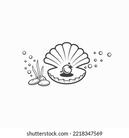 illustration of pearl shell, vector art.