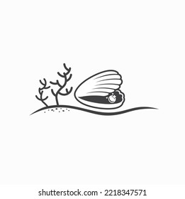 illustration of pearl shell, vector art.