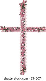 Illustration of and pearls in a cross design element.  File contains no gradients.