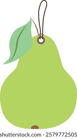 Illustration of a pear-shaped tag, featuring a fresh green pear with a leaf and a loop for attachment. The design is clean and elegant, making it perfect for product labels, gift tags, packaging, orga