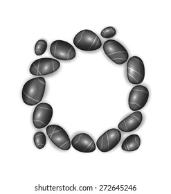 Illustration Pebbly Round Frame on White Background, Copy Space for Your Text - Vector