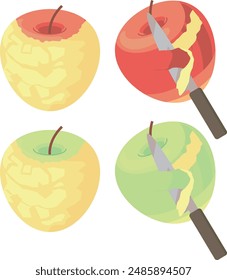 
Illustration of peeling an apple with a cutting knife